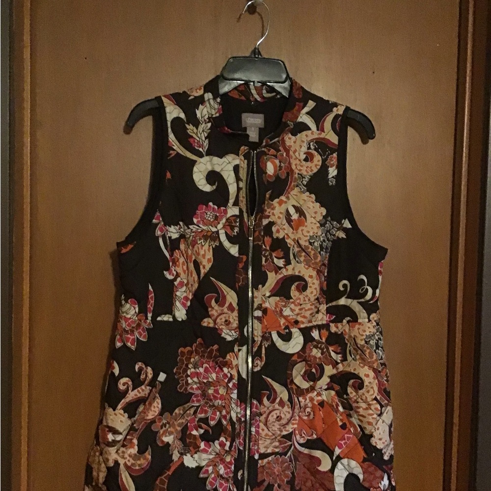 Chico’s Floral Paisley Zip-Front Vest - Black & Multicolor - 1
